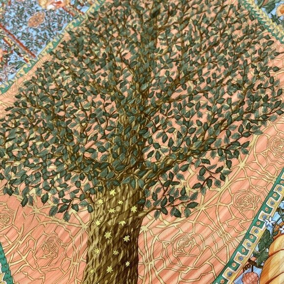 HERMES Carre 90 - Orange Light Blue Multi Scarf 306-072625 - Picture 2 of 4